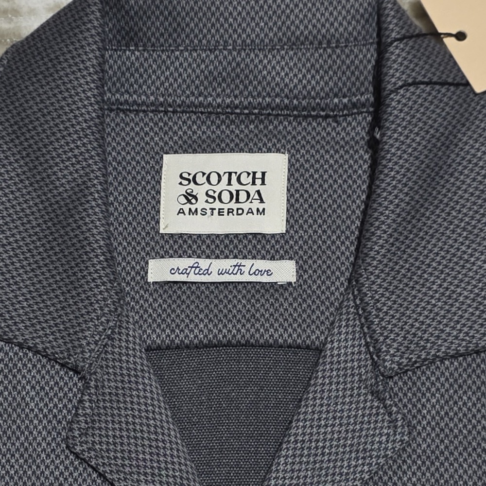 Scotch & Soda Gray Micro Pattern Button-Up Shirt Camp Collar Short Sleeve S - Picture 2 of 8